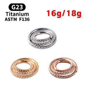 18G/16G Women's Round Earrings G23 F136 Titanium Nose Ring Hinge Clicker Open Diaphragm Nose Ring Fashion Lady Piercing Jewelry (RPM Women's)