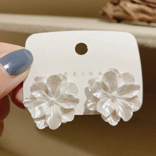 Load image into Gallery viewer, White Flower &amp; Butterfly Dangle Earrings – Acrylic Pearl Heart Jewelry
