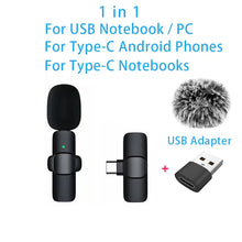 Load image into Gallery viewer, New Wireless Lavalier Microphone Portable Audio Video Recording Mini Microphone for iPhone Android PC Camera Live Gaming Phone
