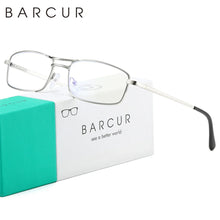 Load image into Gallery viewer, BARCUR Fashion Business Presbyopia Eyeglasses for Men and Women Ultra-Light Double Bar Alloy Rectangular Small Frame Transparent HD Reading Glasses
