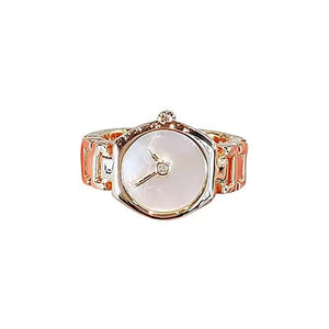 2023 Unique Imitation Watch Design with Gold Color Open Ring, Gothic Girls' Fashion Jewelry For Women Party Luxury Accessories