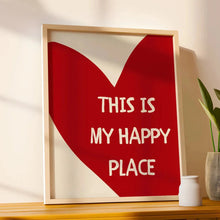 Load image into Gallery viewer, Red Heart Canvas Wall Art – Happy Place Poster Print
