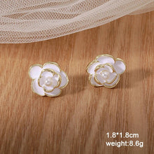 Load image into Gallery viewer, White Flower &amp; Butterfly Dangle Earrings – Acrylic Pearl Heart Jewelry
