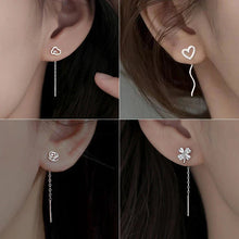 Load image into Gallery viewer, Long Tassel Heart Drop Earrings – Gold &amp; Silver Korean Fashion Jewelry
