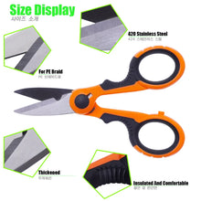 Load image into Gallery viewer, Fishing Scissors Stainless Steel Precision Fishing Line Cutter Non-slip Handle Protective Sleeve Woven Fishing Line Scissors
