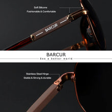 Load image into Gallery viewer, BARCUR Sunglasses Retro Chic Men Fashion Oversized Pilot Style Sunglasses with Mirrored TAC Lenses Durable Stainless Steel Frame for Hiking Outdoor Sports and Sun Protection for Summer
