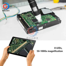 Load image into Gallery viewer, Digital Electron microscope WIFI 50x to 1000x Magnification Adjustable Endoscope with 8 LEDs for iOS Android Smartphone Tablet
