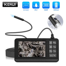 Load image into Gallery viewer, KERUI Dual Lens Industrial Endoscope Inspection Camera with Screen IP67 Waterproof Snake 1080P Handheld Digital Video Borescope
