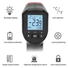 Load image into Gallery viewer, UNI-T UT306S UT306C Digital Thermometer Non Contact Household Industrial Infrared Laser Temperature Tester Meter Gun -50℃-500℃
