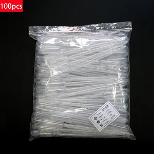 100PCS 0.2 /0.5 /1 /2 /3 /5 /10mL Laboratory Pipette Plastic Disposable Graduated Container Liquid Dropper Equipment Straw