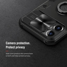 Load image into Gallery viewer, Slide Camera Lens Cover And Kickstand Ring Holder Heavy Duty Case iPhone 13 Pro Max Case iPhone 13 Mini Case With Ring Stand Camera Protection Slide Cover
