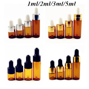 50/100pcs 1ml 2ml 3ml 5ml Amber Glass Perfume Bottle Pipette Aromatherapy Liquid Dropper Essential Oil Basic Massage Oil Vials