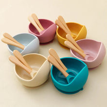 Load image into Gallery viewer, Mamaplan 3PCS Baby Silicone Feeding Set Suction Bowl Spoon Fork

