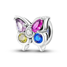 Load image into Gallery viewer, 100% 925 Sterling Silver Rainbow Zircon Butterfly Dragon Silicone Stopper Charms - Colorful Beads for DIY Bracelets, Customizable Jewelry for All Occasions
