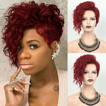 Load image into Gallery viewer, Short Curly Wigs for Black Women Natural Looking Wavy Short Black Wigs with Bangs Side Part Synthetic Hair Fashion Wigs
