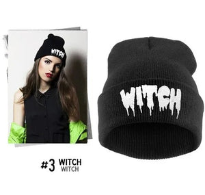 Europe and The United States Men and Women's Hip-Hop WITCH Embroidery Knitted Wool Elastic Beanies Hat Ski Cap RX087