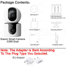 Load image into Gallery viewer, XIAOMI Smart Camera C300 Dual Camera Version，360° 3MP WiFi 6，Home Security Baby Monitor，Pet Camera，Chinese Version With Adapter
