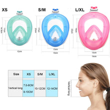 Load image into Gallery viewer, Full Face Children Underwater Snorkeling  Swimming Mask Set Scuba Diving Respirator Masks Anti Fog Safe Breathing for Kids Adult
