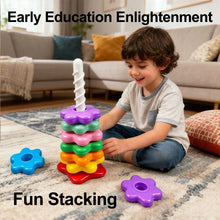 Load image into Gallery viewer, Baby Rotating Rainbow Tower Montessori Stacking Toy
