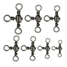 Load image into Gallery viewer, 50PCS/Bag Fishing Accessories Black Nickel Plating Three-Prong Connector T-Swivel Sub-Line Splitter Outdoor Fishing Bazi Ring
