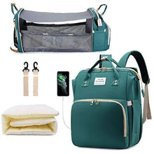 Load image into Gallery viewer, 3 in 1 Diaper Bag Backpack with Foldable Baby Bed &amp; USB

