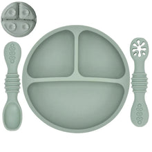 Load image into Gallery viewer, Silicone Baby Sucker Plate &amp; Rice Spoon Set Cute Cartoon Tableware
