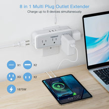 Load image into Gallery viewer, TESSAN Multi Outlet Splitter with 8 AC Outlets &amp; 3 USB (1 USB C) Surge Protector Multi Outlet Extender for Home Office Dorm

