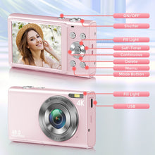 Load image into Gallery viewer, 4K Digital Camera Autofocus Vlogging Camera HD 48MP with 2.8" Large Screen Camcorder Camera for Photography for Kid Adult
