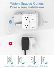 Load image into Gallery viewer, TESSAN Multi Outlet Splitter with 8 AC Outlets &amp; 3 USB (1 USB C) Surge Protector Multi Outlet Extender for Home Office Dorm
