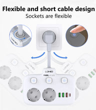 Load image into Gallery viewer, LDNIO Power Strip Adapter for Europlug 4 USB Output Electrical Socket With Extension Cable Surge Protector Home Plug SE2435
