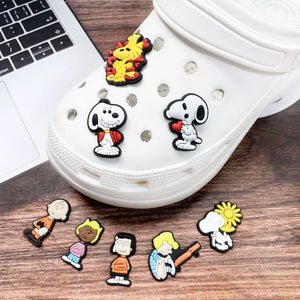 15pcs/set Snoopy Cartoon Shoe Charms Accessories Shoe Decoration Clog Sandal Buckle Children's Holiday Party Gifts