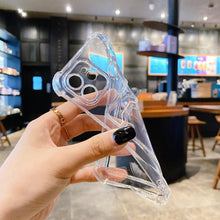 Load image into Gallery viewer, Simple Clear Silicone Wallet Case for iPhone 14 13 12 11 Pro XS Max X XR Shockproof Lens Protection Card Cover Shockproof Soft Bumper Clear Case Classic Stylish Case
