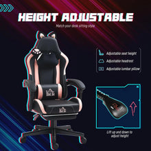 Load image into Gallery viewer, Gaming Chair with Cat Ears, Reclining Faux Leather Computer Chair with Footrest, Lumbar Support and Headrest, Height Adjustable
