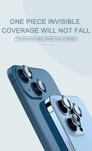 Load image into Gallery viewer, Full Cover Frame Glass Camera Lens Protector For iPhone 14 Plus Lens Glass For iPhone 11 12 13 Pro Max Mini Premium Tempered Glass Film Aluminum Alloy Lens Ring Cover Camera Protector
