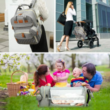 Load image into Gallery viewer, 3 in 1 Diaper Bag Backpack with Foldable Baby Bed &amp; USB
