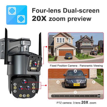 Load image into Gallery viewer, 16MP 8K Wifi IP Camera 20X Zoom Outdoor Wireless Security Camera 4K Four Lens PTZ Cam Smart Home CCTV Wifi Surveillance Cameras
