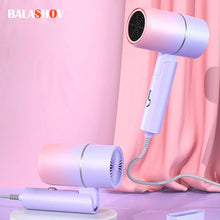 Load image into Gallery viewer, Folding Hairdryer With Carrying Bag Hot Air Anion Hair Care For Home MIni Travel Hair Dryer Blow Drier Portable Hair Brush Dryer
