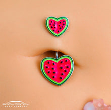 Load image into Gallery viewer, Watermelon Hearts Double Mount Belly Ring
