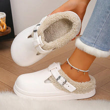 Load image into Gallery viewer, Winter Warm Fluffy Clogs Slippers Women Eva Waterproof Non Slip Home Slides Woman Lightweight Soft Sole Fuzzy Cotton Slippers
