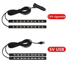 Load image into Gallery viewer, 2-in-1 LED Car Neon Foot Light - USB &amp; Cigarette Lighter Interior Ambient Lamp
