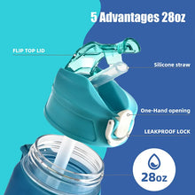 Load image into Gallery viewer, 800ML Large Capacity Sports Water Bottle | Leak-Proof BPA-Free Plastic Jug with Straw &amp; Rope for Gym, Outdoor &amp; Travel
