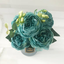 Load image into Gallery viewer, 30cm Rose Pink Silk Peony Artificial Flowers Bouquet 5 Big Head and 4 Bud Cheap Fake Flowers for Home Wedding Decoration indoor
