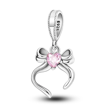 Load image into Gallery viewer, 925 Sterling Silver Pink Butterfly &amp; Luminous Firefly Charm – Dangle Bead for Bracelet or Necklace | Elegant DIY Jewelry Gift for Women
