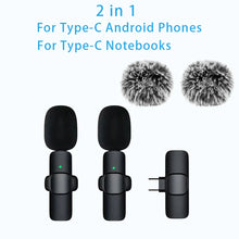 Load image into Gallery viewer, New Wireless Lavalier Microphone Portable Audio Video Recording Mini Microphone for iPhone Android PC Camera Live Gaming Phone
