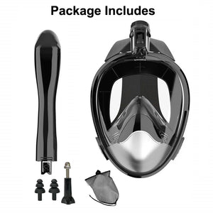 Full Face Snorkel Mask Diving Mask for Adults and Youths Anti-Leak Anti-Fog 180° Panoramic View with Camera Mount Safe Breathing