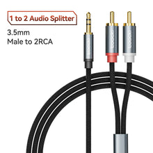 Load image into Gallery viewer, Toocki Jack 3.5 to 2 RCA Aux Cable 3.5mm Jack to 2RCA Male Splitter Audio Wire for TV PC Amplifier Home Theater DVD Speaker Cord

