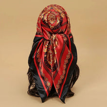 Load image into Gallery viewer, Satin Square Scarf – Elegant 2025 Print Hijab, Shawl &amp; Hair Wrap
