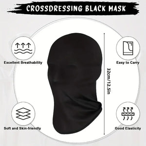 Black Full Face No Hole Cover Hat Women Men Army Tactical Cs Balaclava Cap Sun Uv Protection Bike Motorcycle Multi-Hole Ski Mask