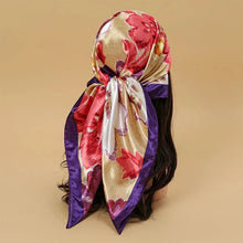 Load image into Gallery viewer, Satin Square Scarf – Elegant 2025 Print Hijab, Shawl &amp; Hair Wrap
