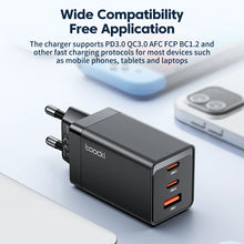 Load image into Gallery viewer, Toocki 67W GaN Charger Quick Charge 4.0 PD3.0 Fast Charging Type C Charger for Macook iPhone 14 13 12 Pro Max Samsung S23 Xiaomi
